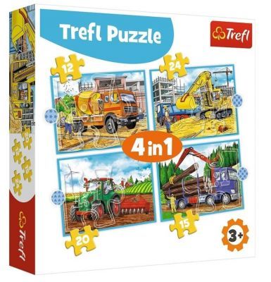 Trefl Puzzle Large Constructıon Machınes / Trefl 4'lü 35+48+54+70 Parça Yapboz