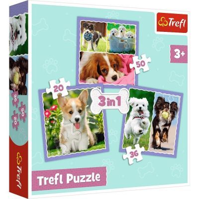 Trefl Puzzle Lovely Dogs / Trefl 20+36+50 Parça Yapboz