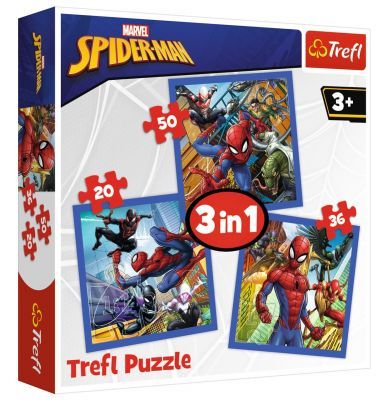 Trefl Puzzle Spiderman Spider Force 3'lü 20+36+50 Parça Yapboz
