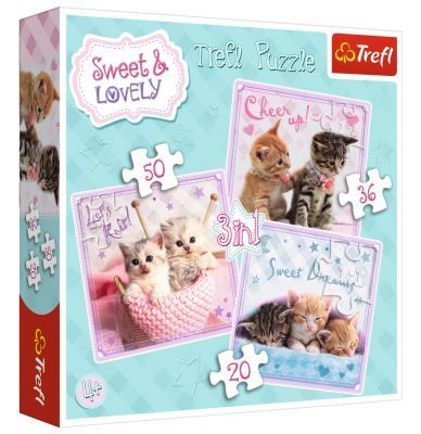 Trefl Puzzle Sweet Kittens 3'lü 20+36+50 Parça Yapboz