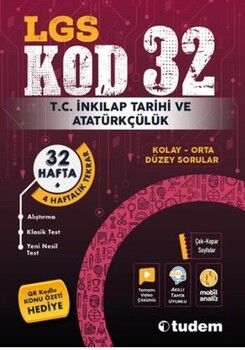 Tudem Yayınları 8. Sınıf LGS T.C İnkilap Tarihi Ve Atatürkçülük Kod 32 Tekrar Testleri