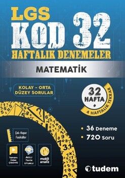 Tudem Yayınları 8. Sınıf Matematik Kod 32 Haftalık Denemeleri