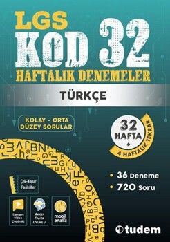 Tudem Yayınları 8. Sınıf Türkçe Kod 32 Haftalık Denemeleri