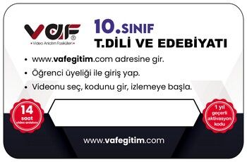 Vaf Yayınları 10. Sınıf Türk Dili ve Edebiyatı Aktivasyon Kartı