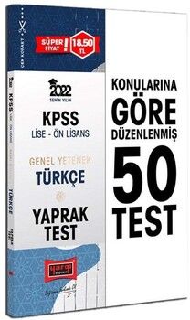 Yargı Yayınları 2022 KPSS Lise Ön Lisans Genel Yetenek Türkçe Yaprak Test