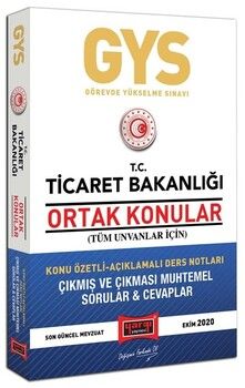 Yargı Yayınları GYS T.C. Ticaret Bakanlığı Ortak Konular Tüm Unvanlar İçin Konu Özetli Çıkmış ve Çıkması Muhtemel Sorular