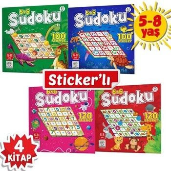 Yükselen Zeka Yayınları 5-8 Yaş Stickerlı Sudoku Seti (Dikkat ve Zeka Geliştiren Bulmacalar Serisi 440 Adet Çıkartma)