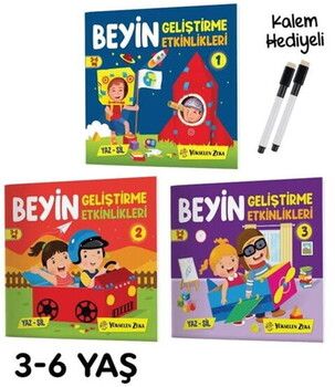 Yükselen Zeka Yayınları Beyin Geliştirme Etkinlikleri Yaz Sil Serisi 3-6 Yaş