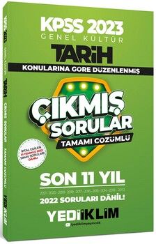 Yediiklim 2023 KPSS Genel Kültür Tarih Konularına Göre Tamamı Çözümlü Son 11 Yıl Çıkmış Sorular