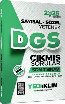 Yediiklim  2025 DGS Sayısal Sözel Yetenek Tamamı Çözümlü Son 7 Sınav Çıkmış Sorular