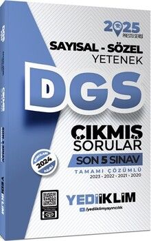 Yediiklim  2025 DGS Sayısal Sözel Yetenek Tamamı Çözümlü Son 5 Sınav Çıkmış Sorular