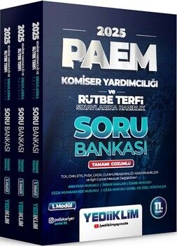 Yediiklim  2025 PAEM Komiser Yardımcılığı ve Rütbe Terfi Sınavlarına Hazırlık Modüler Set Tamamı Çözümlü Soru Bankası