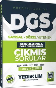 Yediiklim  2026 DGS Prestij Serisi Sayısal Sözel Yetenek Konularına Göre Düzenlenmiş Tamamı Çözümlü Çıkmış Sorular