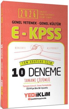 Yediiklim  2026 E KPSS Genel Yetenek Genel Kültür Tüm Adaylar İçin Tamamı Çözümlü 10 Deneme