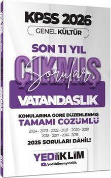 Yediiklim  2026 KPSS Genel Kültür Vatandaşlık Konularına Göre Tamamı Çözümlü Son 11 Yıl Çıkmış Sorular