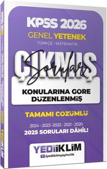 Yediiklim  2026 KPSS Genel Yetenek Konularına Göre Düzenlenmiş Tamamı Çözümlü Çıkmış Sorular