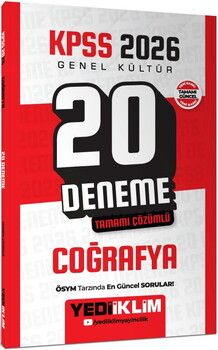 Yediiklim 2026 KPSS Genel Kültür Coğrafya Tamamı Çözümlü 20 Deneme