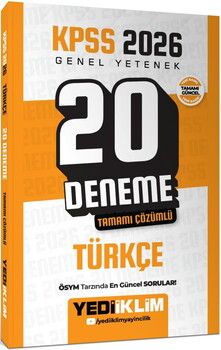Yediiklim 2026 KPSS Genel Yetenek Türkçe Tamamı Çözümlü 20 Deneme