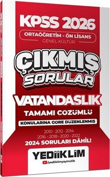 Yediiklim 2026 KPSS Ortaöğretim Ön Lisans Genel Kültür Vatandaşlık Tamamı Çözümlü Çıkmış Sorular