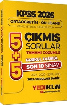 Yediiklim  2026 KPSS Ortaöğretim Önlisans Genel Yetenek Genel Kültür Tamamı Çözümlü Son 10 Sınav Fasikül Fasikül Çıkmış