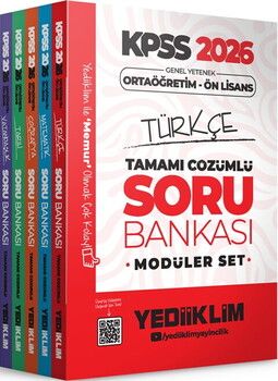 Yediiklim  2026 KPSS Ortaöğretim Ön Lisans Genel Yetenek Genel Kültür Tamamı Çözümlü Soru Bankası Modüler Set