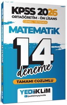 Yediiklim  2026 KPSS Ortaöğretim Ön Lisans Genel Yetenek Matematik Tamamı Çözümlü 14 Deneme