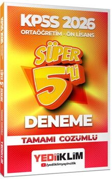 Yediiklim  2026 KPSS Ortaöğretim Önlisans Genel Yetenek Genel Kültür Tamamı Çözümlü Süper 5 Deneme