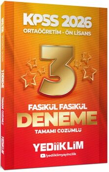 Yediiklim  2026 KPSS Ortaöğretim Önlisans Genel Yetenek Genel Kültür Tamamı Çözümlü 3 Yıldız Fasikül Deneme