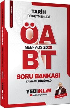 Yediiklim  2026 MEB AGS ÖABT Tarih Öğretmenliği Tamamı Çözümlü Soru Bankası