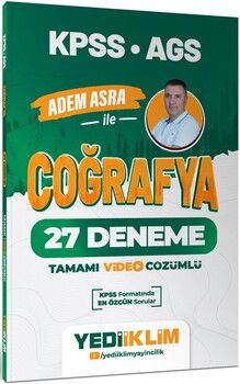 Yediiklim 2027 KPSS AGS Adem Asra ile Coğrafya Tamamı Video Çözümlü 27 Deneme