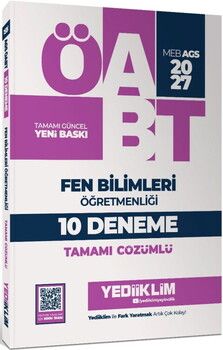 Yediiklim 2027 MEB AGS ÖABT Fen Bilimleri Öğretmenliği Tamamı Çözümlü 10 Deneme