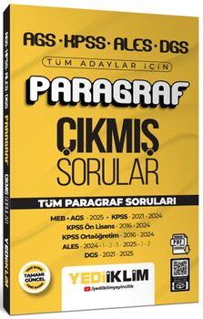 Yediiklim  AGS KPSS ALES DGS Tüm Adaylar İçin Paragraf Tamamı PDF Çözümlü Tüm Paragraf Soruları Çıkmış Sorular