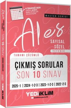 Yediiklim  ALES Master Serisi Sayısal Sözel Yetenek Tamamı Çözümlü Son 10 Sınav Çıkmış Sorular