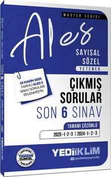  Yediiklim ALES Sayısal Sözel Yetenek Tamamı Çözümlü Son 6 Sınav Çıkmış Sorular