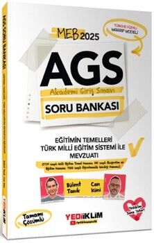 Yediiklim  MEB AGS Eğitimin Temelleri Türk Milli Eğitim Sistemi ile Mevzuatı Tamamı Çözümlü Soru Bankası