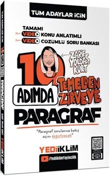 Yediiklim Yayınları Tüm Adaylar İçin 10 Adımda Paragraf Video Konu Anlatımlı ve Video Çözümlü Soru Bankası