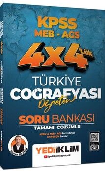 Yediiklim Yayınları KPSS MEB AGS 4 x 4 Öğreten Türkiye Coğrafyası Tamamı Çözümlü Soru Bankası