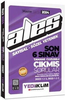 Yediiklim Yayınları 2024 ALES Sayısal Sözel Yetenek Son 6 Sınav Tamamı Çözümlü Çıkmış Sorular