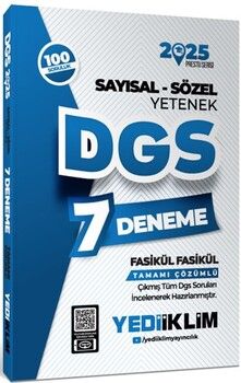 Yediiklim Yayınları 2025 DGS Prestij Sayısal - Sözel Yetenek 7 Fasikül Deneme