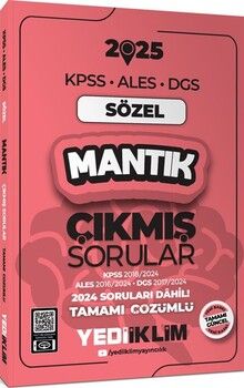 Yediiklim Yayınları 2025 KPSS ALES DGS Sözel Mantık Çıkmış Sorular ve Çözümleri