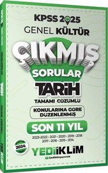 Yediiklim Yayınları 2025 KPSS Genel Kültür Lisans Tarih Konularına Göre Tamamı Çözümlü Son 11 Yıl Çıkmış Sorular