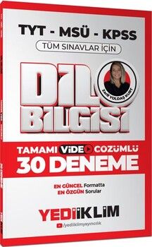 Yediiklim Yayınları 2025 TYT MSÜ KPSS Dil Bilgisi Tamamı Video Çözümlü Tüm Sınavlar için 30 Deneme