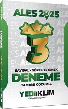 Yediiklim Yayınları 2025 ALES Sayısal Sözel Yetenek Tamamı Çözümlü 3 Yıldız Deneme