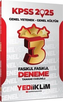  Yediiklim Yayınları 2025 KPSS Genel Yetenek Genel Kültür Tamamı Çözümlü Fasikül Fasikül 3 Yıldız Deneme