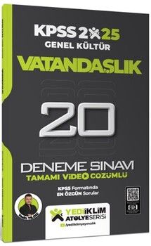 Yediiklim Yayınları 2025 KPSS Vatandaşlık Genel Kültür Atölye Serisi Tamamı Video Çözümlü 20 Deneme Sınavı
