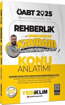 Yediiklim Yayınları 2025 ÖABT Rehberlik Hasan Sanlı ile Kavram Zihin Haritaları ve Özet Konu Anlatımı