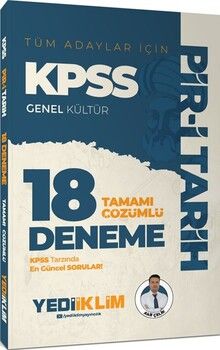 Yediiklim Yayınları KPSS Genel Kültür Tüm Adaylar İçin Pir-i Tarih Tamamı Çözümlü 18 Deneme