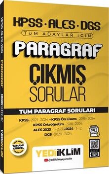 Yediiklim Yayınları KPSS ALES DGS Tüm Adaylar İçin Paragraf Tamamı PDF Çözümlü Çıkmış Sorular