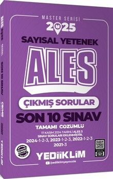 Yediiklim Yayınları 2025 ALES Master Serisi Sayısal Yetenek Tamamı Çözümlü Son 10 Sınav Çıkmış Sorular