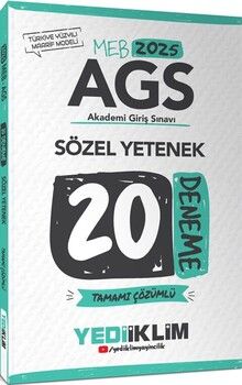 Yediiklim Yayınları 2025 MEB AGS Sözel Yetenek Tamamı Çözümlü 20 Deneme